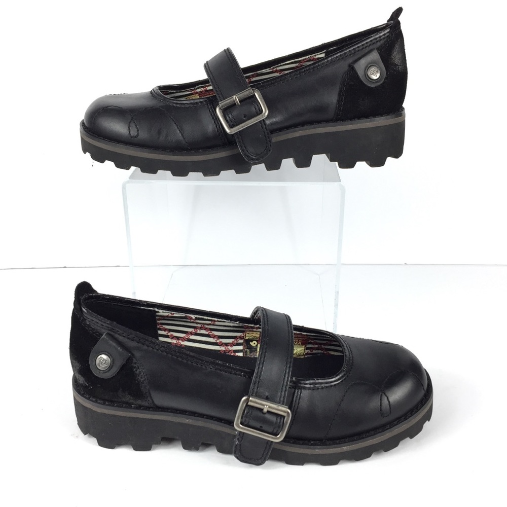 London Underground Grunge leather Mary Jane buckle loafers size 6 dark academia